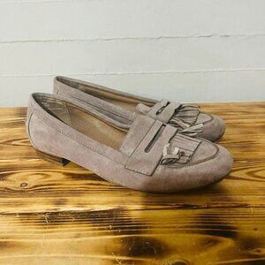Baretraps Emalie Suede Beige Penny Loafers SZ 6.5M
